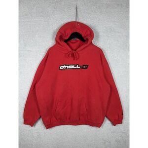 VTG Y2K Oneill Hoodie‎ Sweatshirt Mens Size XL Red Big Spellout Logo Streetwear